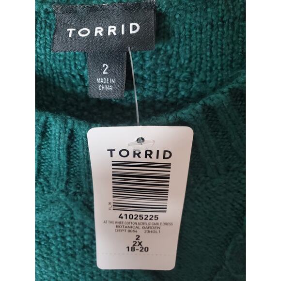 Torrid At the Knee Cotton Acrylic Cable Dress, Botanical Garden, NWT, 2X - Picture 5 of 6